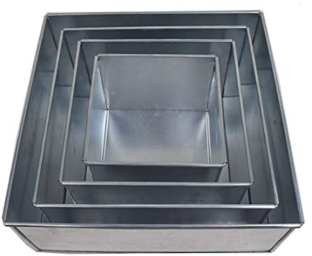 The Cakes World 4 Tier Square Multilayer Birthday Wedding Anniversary Cake Tins - 6,8,10,12 (5 Deep)