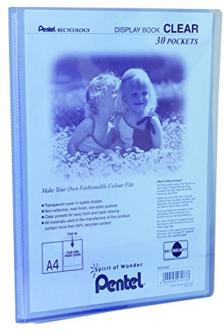 Pentel A4 Recycology Display Book with 30 Clear Pocket - Blue, 10,DCF243C