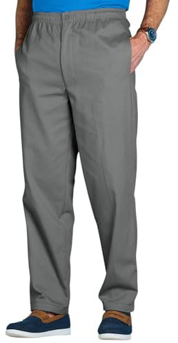 Chums Men's Cotton Rugby Trousers with Elasticated Waistband & Drawcord, Smart Casual Comfort Stretch Fitting Pants Charcoal 32W / 31L