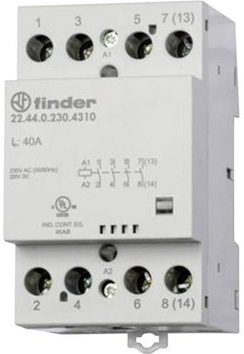 finder SERIE 22 22.44.0.024.4310 4S 40A Spule 24VAC/DC Installationsschütz, (b x h x t) 53.5 x 95.8 x 63.1 mm