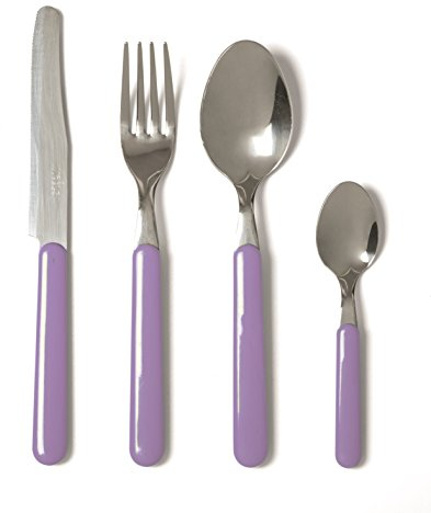 Excelsa Fashion Servizio 24 Posate, Acciaio Inossidabile, Lilla, 9x9x24 cm, unità