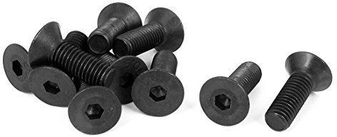 sourcingmap 10pcs Vis à Tête Fraisée Plate à Six Pans Creux Vis à Douille Hexagonale Boulon M10x30mm Métrique Noir