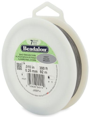 Beadalon 0.25 mm Diameter 92 m Reel 7 Strand Wire, Bright