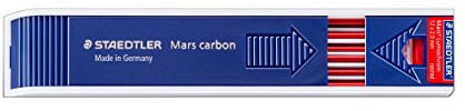 Staedtler Mars Carbon Lead, 2mm, Red, 12 Lead
