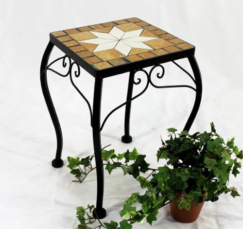 DanDiBo Blumenhocker Mosaik Eckig 38 cm Blumenständer 12015 Beistelltisch Pflanzenständer Mosaiktisch Klein