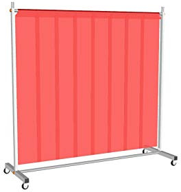 Godirect24 Mobile Schweißschutzwand Lamellen rot 210x210cm, EN ISO 25980 | Fahrbare Stellwand für Schweißarbeiten, Industrie und Metallbau zum Schutz vor UV-Strahlung, Funken und Spritzern
