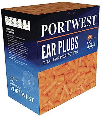 Portwest Ear Plug Dispenser Rell Pack (500 pairs), Color:Orange,Size:One Size,EP21ORR