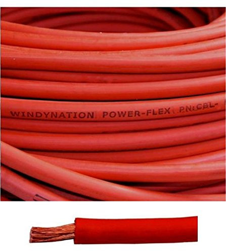 WindyNation 6 Gauge 6 AWG 25 Feet Red Welding Battery Pure Copper Flexible Cable Wire - Car, Inverter, RV, Solar by