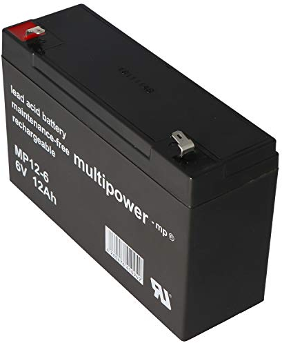 Multipower MP12-6 Blei Akku mit 6,3mm Faston Stecker 6V, 12Ah