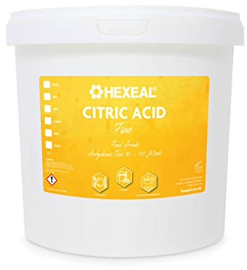 Hexeal Citric Acid 2.5kg Bucket – Food Grade & Anhydrous Fine | Variety of Uses, Including Creating Bath Bombs, Cleaning, Descaling & Removing Rust