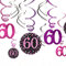 amscan 9900621 Glitzernde rosa Hängedekoration zum 60. Geburtstag – (12 Stück) – 1 Packung, Rose