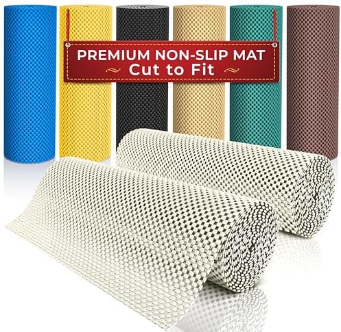 DIY Doctor Anti-Rutsch-Mattenrollen (2er Pack) – 190 x 30cm – rutschfeste Gummimatte für Teppiche, Laminat & Schubladen – Cremefarben