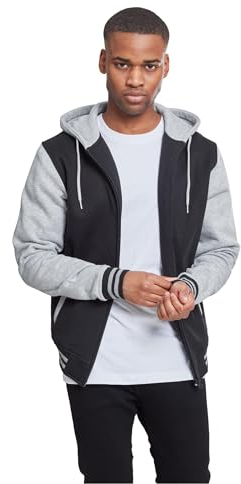 Urban Classics Sweat Zippé Bicolore Homme Sweat-Shirt zippé à Capuche Noir/Gris L