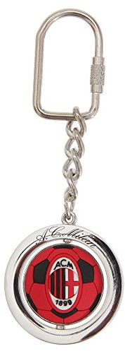 AC Milan Official Metal Football Spinner Keyring (One Size) (Silver/Red)