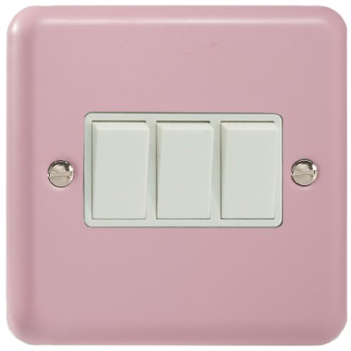 Varilight 3-Gang 10A 1- or 2-Way Rocker Switch Rose Pink