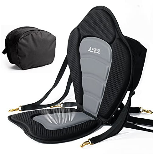 Leader Accessories Deluxe Kayak Seat SUP Seat Canoe Seat Boat Seat with Storage Bag (Black/Gray)