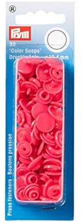 Prym 393133 Nähfrei Druckknopf Color Snaps rund 12,4 mm himbeer, Kunststoff, 12.4 mm