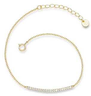 GLANZSTÜCKE MÜNCHEN Damen-Armband 925 Sterling Silber gelbvergoldet Zirkonia weiß - Silber-Armkettchen Gelbgold Freundschaftsarmbänder Armbändchen