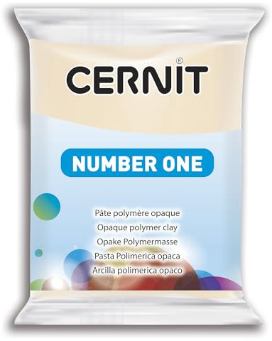CERNIT CE0900056747C - Block Modelliermasse (Polymer) NUMBER ONE, ofenhärtend, sofort gebrauchsfähig, 56g, für DIY, Schmuck, Figuren, für Einsteiger und Hobbykünstler, Sahara, 1 Stück