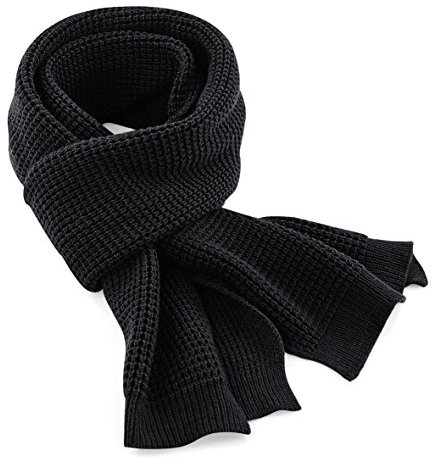 Beechfield Unisex B424.BLK Schal, klassisch, Waffelmuster, Einheitsgröße, Schwarz