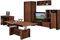 Wohnzimmer Möbel Satz, Jugend Raum Möbel Satz, TV Wohnwand HUGO III TV Bank, Display Einheit, Wandregal, 2T Kleiderschrank, Schreibtisch und Aufklappbarer Kaffetisch. Plum Wallis/Schwarzer Glanz