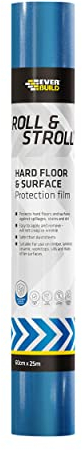 Everbuild Protecteur de surface rigide Roll and Stroll | Protecteur de sol autocollant, bleu, 600 mm x 25 m