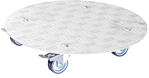 Wagner Carrello per Piante Alaska Ø 38 x 7,5 cm I Carrello per Fiori per Interni ed Esterni I Portavaso in Alluminio con Ruote I 2 Ruote con Freno I Portata 150 kg I Made in Germany - 20700201