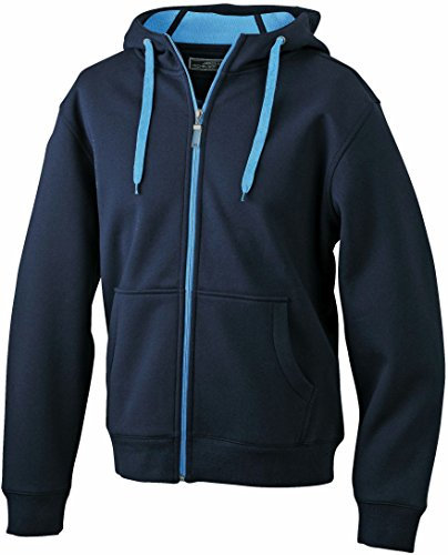 James & Nicholson - Kapuzen Sweatjacke 'Mens Doubleface Jacket' Navy/Aqua,M M,Navy/Aqua
