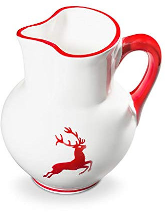 GMUNDNER KERAMIK Krug Wiener Form Füllmenge : 1 Liter rubinroter Hirsch Geschirr, handgemacht in Österreich