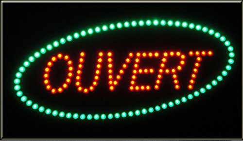 Enseigne lumineuse à LED Ouvert rouge/vert 60x30x2.5cm