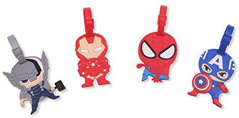4 Pcs Set Cartoon Characters Silicone Travel Luggage Baggage Identification Labels ID Tag for Bag Suitcase Plane Cruise Ships with Belt Strap, Multi Shs