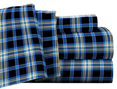 pointehaven Fadenzahl 175 Bettlaken-Set, Baumwolle, Ashby Plaid, Queen, 3