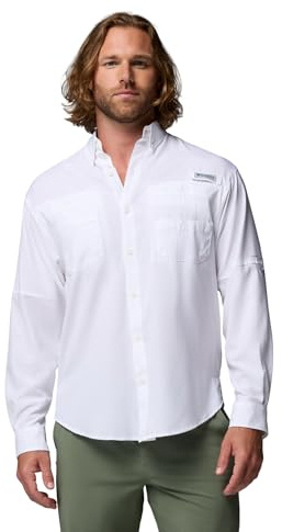 Columbia Men's Discontinued PFG Tamiami Ii Long Sleeve Shirt, White, Medium