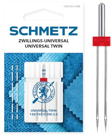 SCHMETZ | Zwillings-Universal | 80/12 | 1 Nähmaschinennadel | 130/705 H ZWI 2.5 | für alle gängigen Haushaltsnähmaschinen