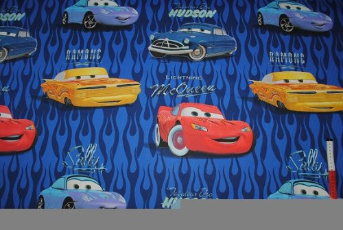 alles-meine.de GmbH 0,5 m * 1,4 m Stoff Cars blau große Motive Lightning MC Queen McQueen Baumwolle