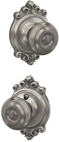 SCHLAGE Georgian Hall/Closet Passage Door Knob, Satin Nickel