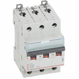 408063 Disjoncteur Tripolaire 40a - 3p Courbe D - 6/10ka - à Vis - Legrand Dx3