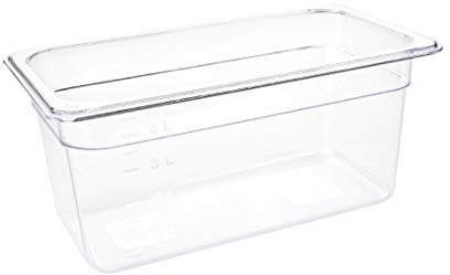 Vogue U234 Récipient Gastronorm en polycarbonate 1/3, capacité 5,1 L, 325 mm L x 176 mm l x 150 mm H Transparent