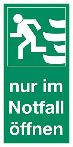 Aufkleber Nur im Notfall öffnen links 14,8x7,4cm Folie