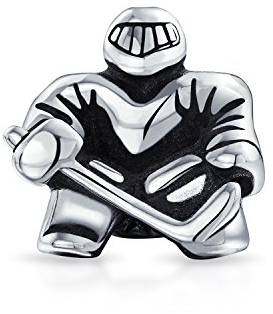 Bling Jewelry Ice Goalie Sports Team Hockey Player Charme Bead Für Frauen Teen Oxidiert .925 Sterling Silber Passt Europäisches Armband