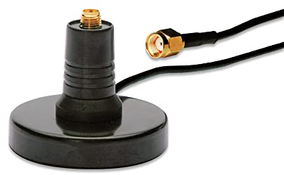 DIGITUS Wireless LAN Antennenfuß - für 2,4 & 5 GHz WLAN - magnetisch - RP-SMA Anschluss - 1,5m Kabel - Schwarz