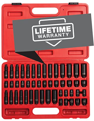 SUNEX TOOLS 1848, 1/4 Inch Drive Master Impact Socket Set, 48-Piece, SAE/Metric, 3/16 Inch - 9/16 Inch, 4mm - 15mm, Standard/Deep, Cr-Mo Alloy Steel, Radius Corner Design, Heavy Duty Storage Case