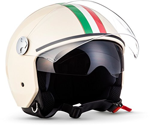 ARMOR HELMETS® AV-63 „Italy Creme“ · Jet-Helm · Motorrad-Helm Roller-Helm Scooter-Helm Moped Mofa-Helm Chopper Retro Vespa · ECE 22.05 Sonnenvisier Schnellverschluss Tasche XS (53-54cm)
