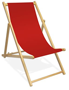 MultiBrands Liegestuhl, Holz, ohne Armlehne, klappbar (Rot)