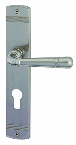 Alpertec 32704493 Sale-LS Messing Edelstahlfarbig PZ Drückergarnitur Türdrücker Türbeschläge Neu, edelstahlfarben, für Wohnungseingangstüren beidseitig Drücker