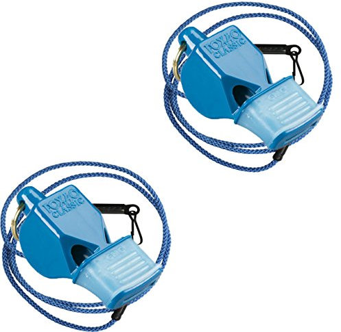 Fox 40 Classic CMG Whistle With Lanyard Referee Safety Alert, Blue (2-Pack)