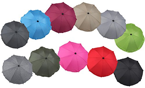 Clamaro 'SUNCOVER' Universal Sonnenschirm Regenschirm für Kinderwagen und Sport Buggy (11 Farben), Babywagen Schirm mit Universal Halterung mit 360° flexiblen Schwanenhals, Rosa 9