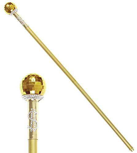 W WIDMANN MILANO Party Fashion, Goldener Pimp-Stab, elegantes Design, 87 cm klappbar, unisex Zubehör, perfekt für alle Anlässe, inspiriert vom Glamour der Stars