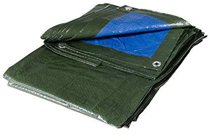 VERDELOOK | Telo Occhiellato Multiuso in Polietilene, 5x4 m, Verde/Blu, Telo per Coperture, Impermeabile, 100 g/mq, 4x5 M
