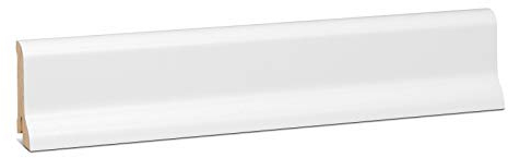 KGM Sockelleiste ExPress – Fußbodenleiste aus Fichte Massivholz – Starkfolie weiß RAL9016 – Maße: 2400 x 20 x 60 mm – 1 Stück